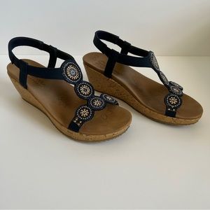 Skechers Sandals Blue Beverlee Date Glam Sandals Shoes Size 9